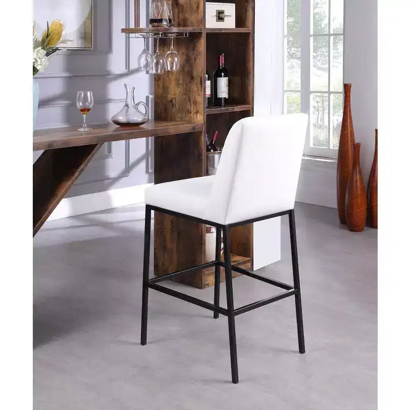 Meridian Furniture,Bryce White Vegan Leather Stool, Set of 2