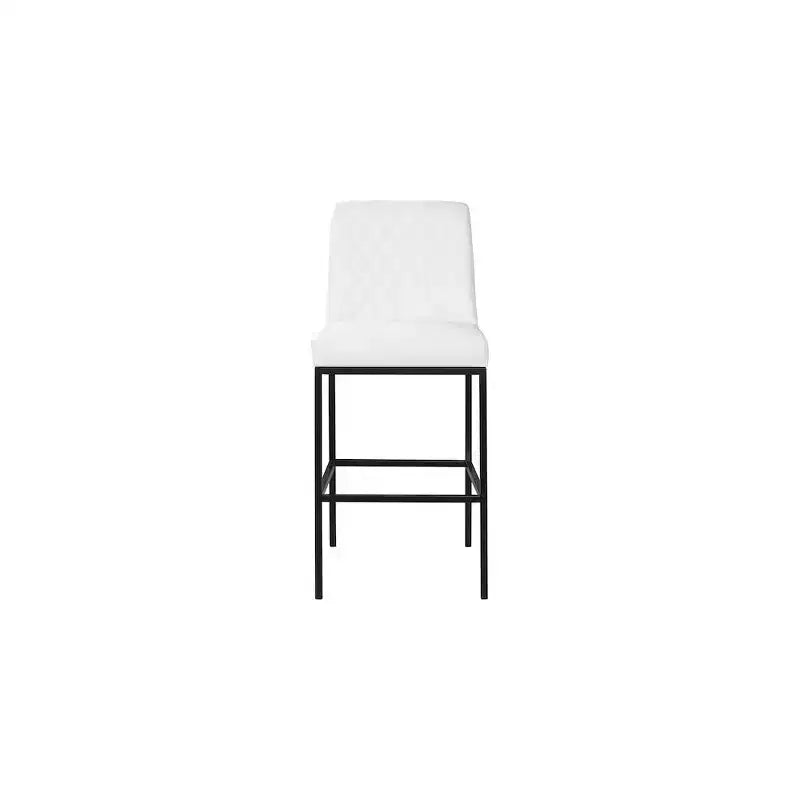 Meridian Furniture,Bryce White Vegan Leather Stool, Set of 2