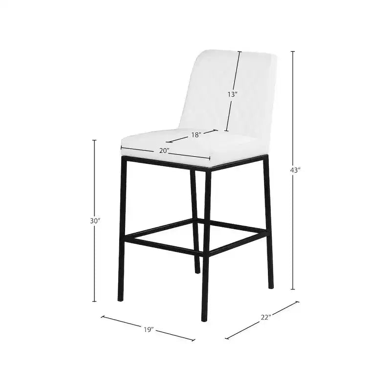 Meridian Furniture,Bryce White Vegan Leather Stool, Set of 2