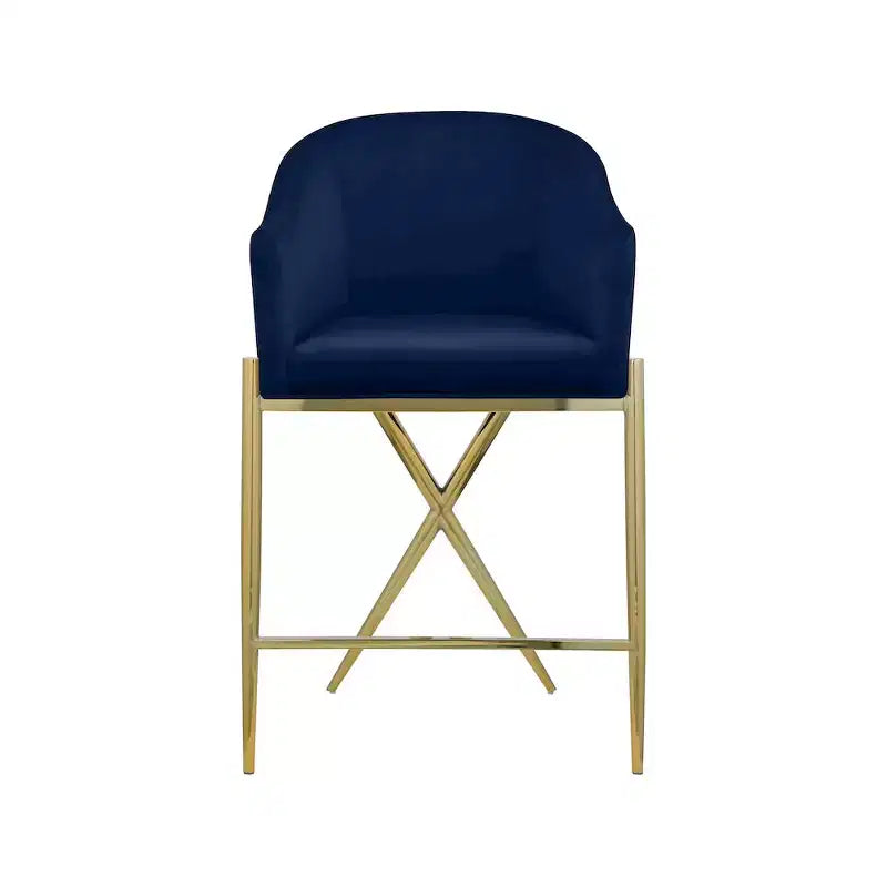 Meridian Furniture,Xavier Navy Velvet Counter Stool