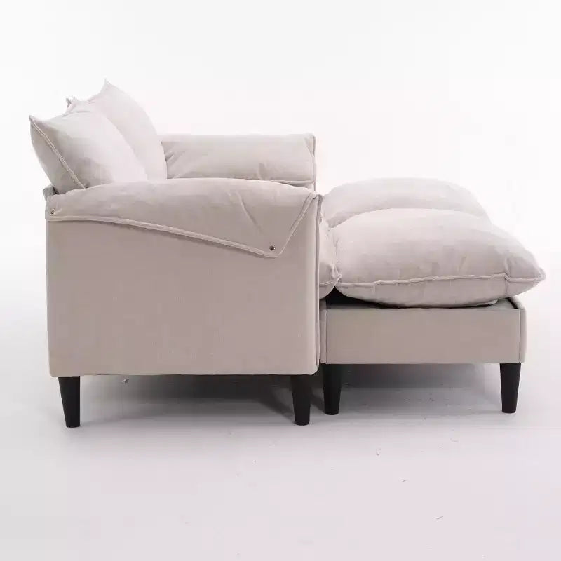 Zeus & Ruta Modern Upholstered 2-Seater Sofa with Storage Ottomans, for Living Room, Bedroom, Office or Small Spaces