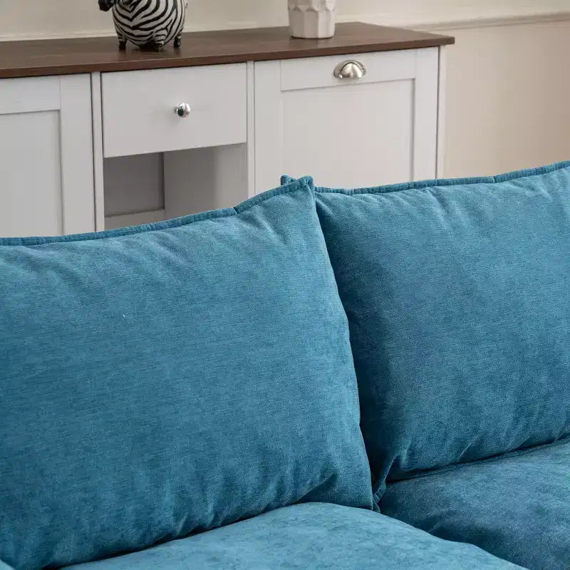 Zeus & Ruta Modern Upholstered 2-Seater Sofa with Storage Ottomans, for Living Room, Bedroom, Office or Small Spaces