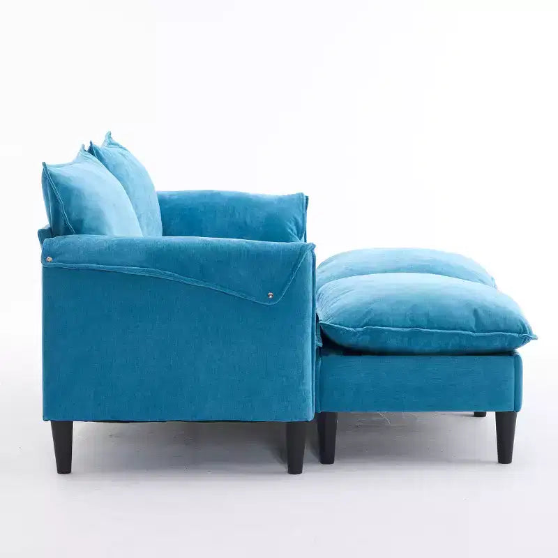 Zeus & Ruta Modern Upholstered 2-Seater Sofa with Storage Ottomans, for Living Room, Bedroom, Office or Small Spaces