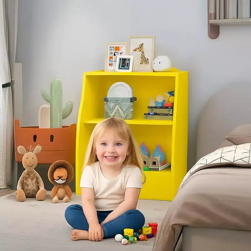 Kids Bookshelf,Book Storage Organizer,2-Tier Kids Bookcase with Open Compartments for Bedroom,Livingroom,Playroom