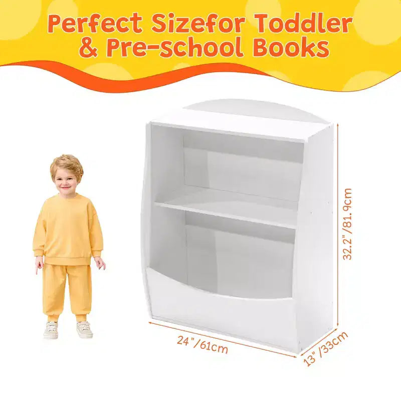 Kids Bookshelf,Book Storage Organizer,2-Tier Kids Bookcase with Open Compartments for Bedroom,Livingroom,Playroom