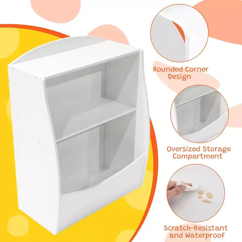 Kids Bookshelf,Book Storage Organizer,2-Tier Kids Bookcase with Open Compartments for Bedroom,Livingroom,Playroom