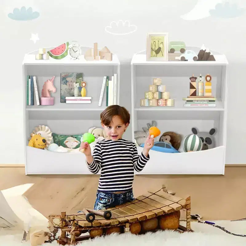 Kids Bookshelf,Book Storage Organizer,2-Tier Kids Bookcase with Open Compartments for Bedroom,Livingroom,Playroom