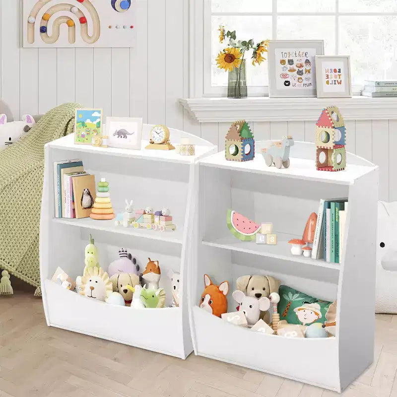 Kids Bookshelf,Book Storage Organizer,2-Tier Kids Bookcase with Open Compartments for Bedroom,Livingroom,Playroom