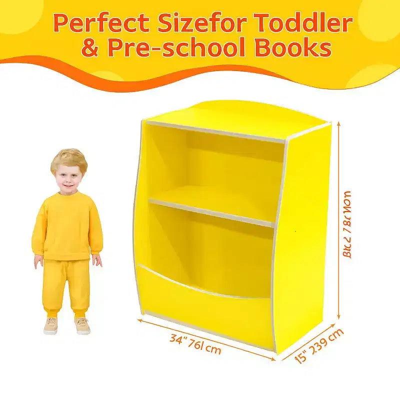 Kids Bookshelf,Book Storage Organizer,2-Tier Kids Bookcase with Open Compartments for Bedroom,Livingroom,Playroom