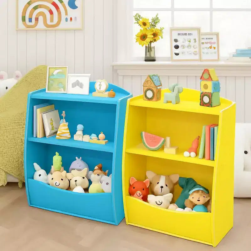 Kids Bookshelf,Book Storage Organizer,2-Tier Kids Bookcase with Open Compartments for Bedroom,Livingroom,Playroom