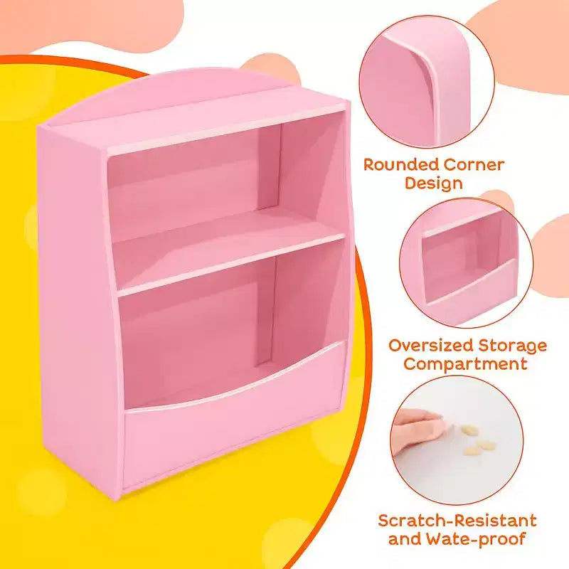 Kids Bookshelf,Book Storage Organizer,2-Tier Kids Bookcase with Open Compartments for Bedroom,Livingroom,Playroom