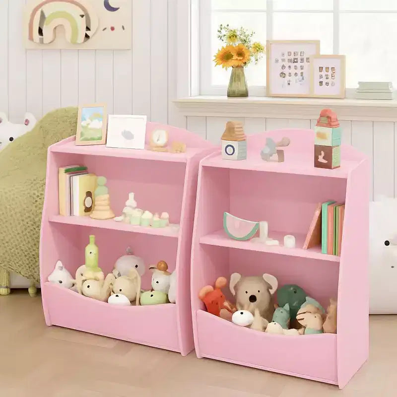 Kids Bookshelf,Book Storage Organizer,2-Tier Kids Bookcase with Open Compartments for Bedroom,Livingroom,Playroom
