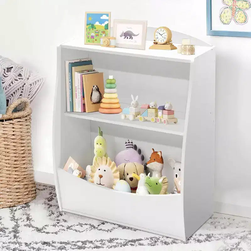 Kids Bookshelf,Book Storage Organizer,2-Tier Kids Bookcase with Open Compartments for Bedroom,Livingroom,Playroom