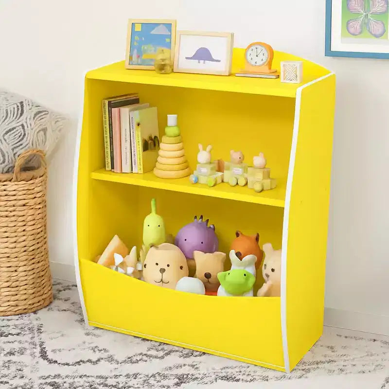 Kids Bookshelf,Book Storage Organizer,2-Tier Kids Bookcase with Open Compartments for Bedroom,Livingroom,Playroom