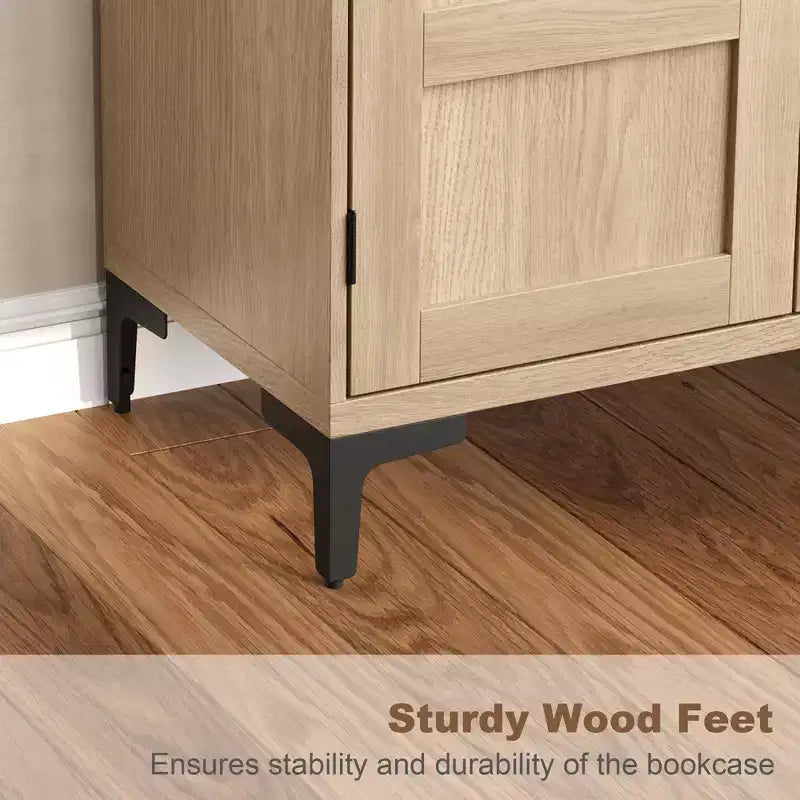 71 Inch Tall Storage Cabinet with Glass Doors, Kitchen Pantry 5 Tier Bathroom Cabinet Adjustable Shelves for Kitchen, Dining Room, Bathroom