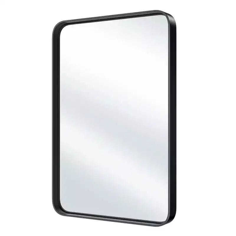 HomeRoots 30 Black Metal Floating Framed Bathroom Vanity Mirror