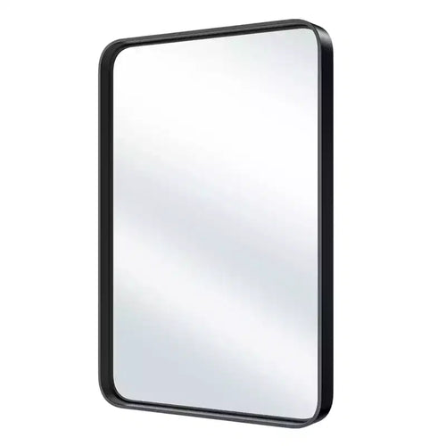 HomeRoots 30 Black Metal Floating Framed Bathroom Vanity Mirror