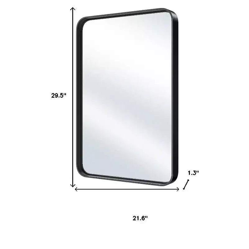 30 Black Metal Floating Framed Bathroom Vanity Mirror