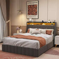 Queen Platform Bed Frame with LED Panel Headboard, Storage Drawers, Easy Assembly