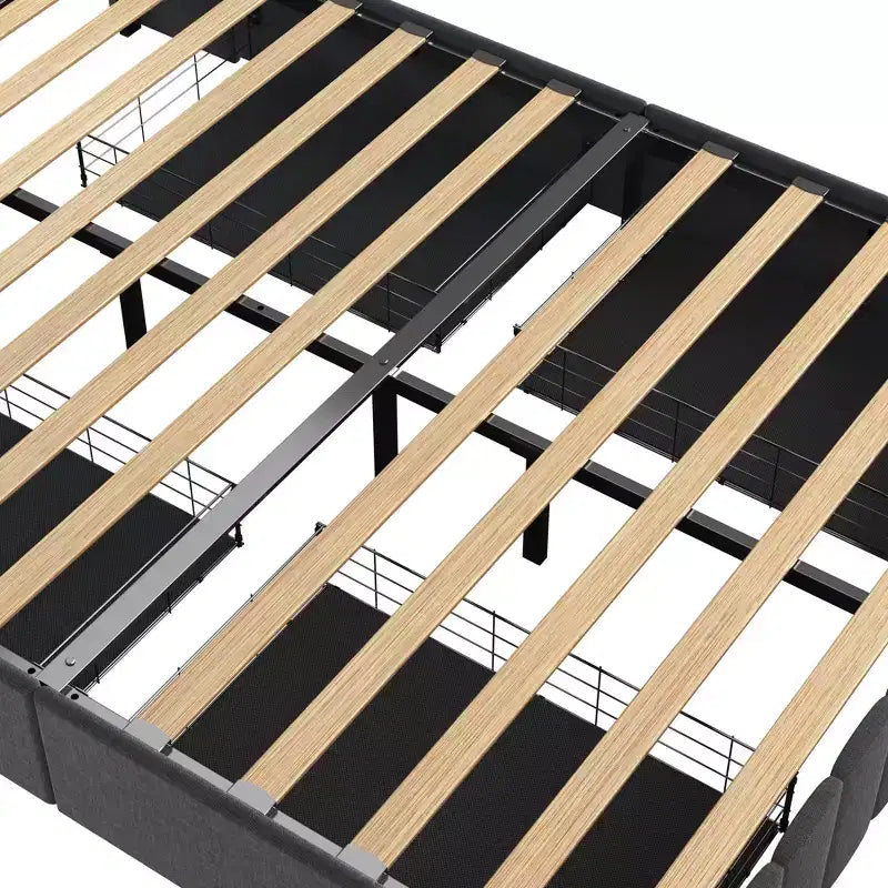Queen Platform Bed Frame with LED Panel Headboard, Storage Drawers, Easy Assembly