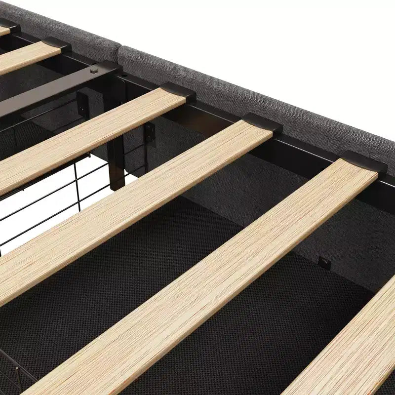 Queen Platform Bed Frame with LED Panel Headboard, Storage Drawers, Easy Assembly