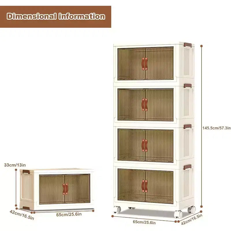 Foldable 4-Layer Plastic Cabinet Multi-Use for Living Room Snacks, Closet & Home Storage
