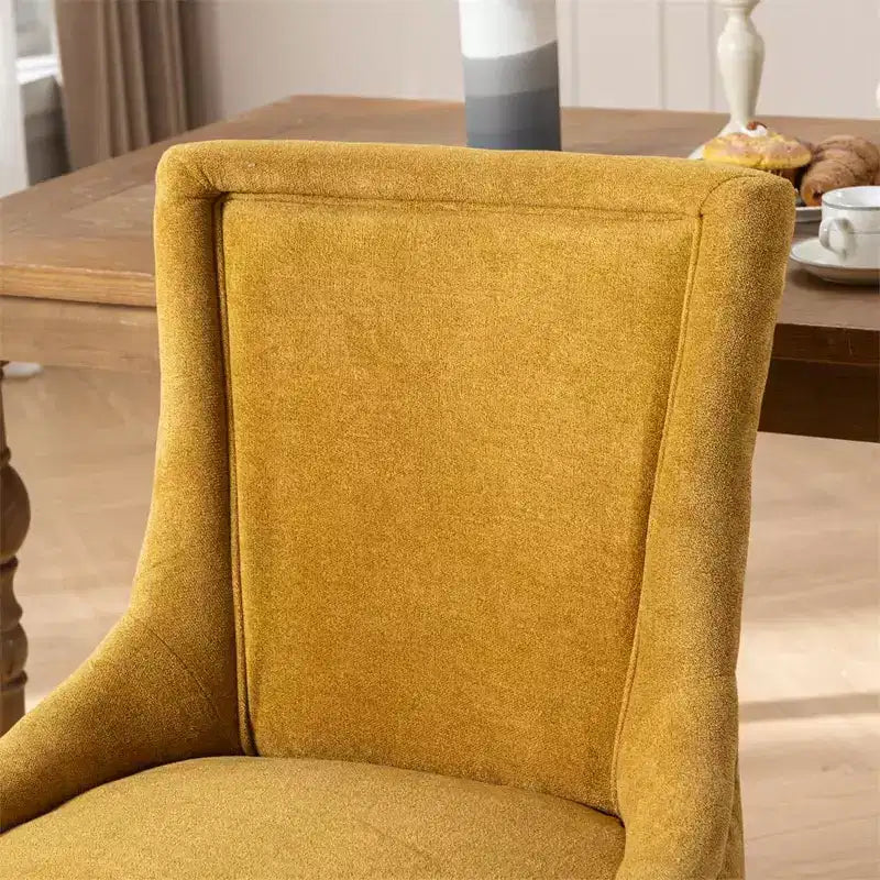 Modern Dining Chairs Set of 2, Fabric Side Dining Room Chairs with Neutrally Toned Wood Legs, Bronze Nail Head