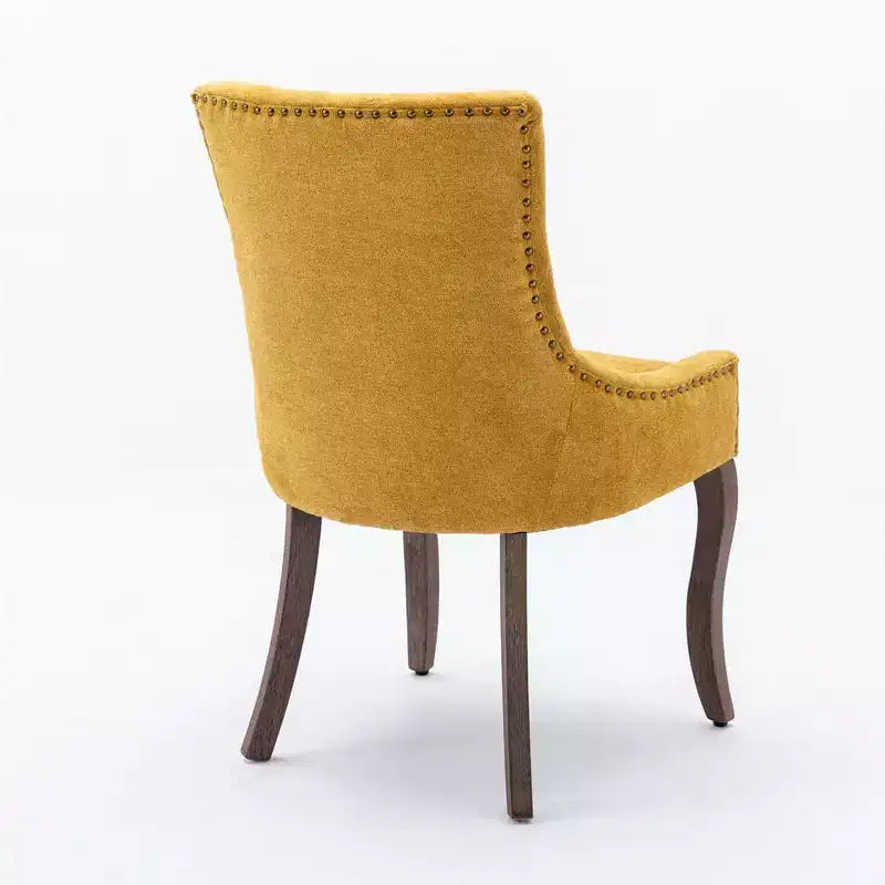 Modern Dining Chairs Set of 2, Fabric Side Dining Room Chairs with Neutrally Toned Wood Legs, Bronze Nail Head