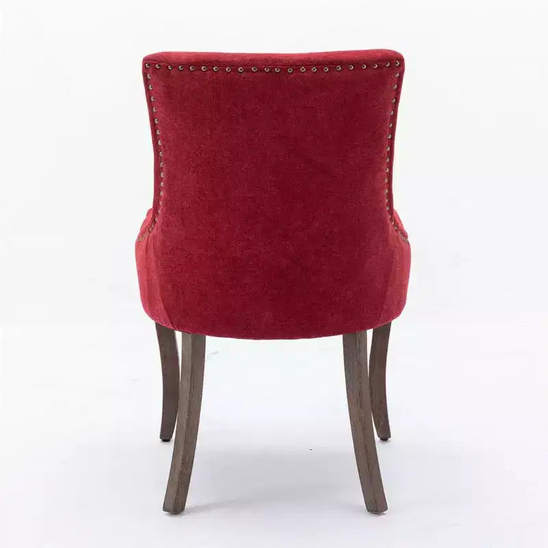 Modern Dining Chairs Set of 2, Fabric Side Dining Room Chairs with Neutrally Toned Wood Legs, Bronze Nail Head