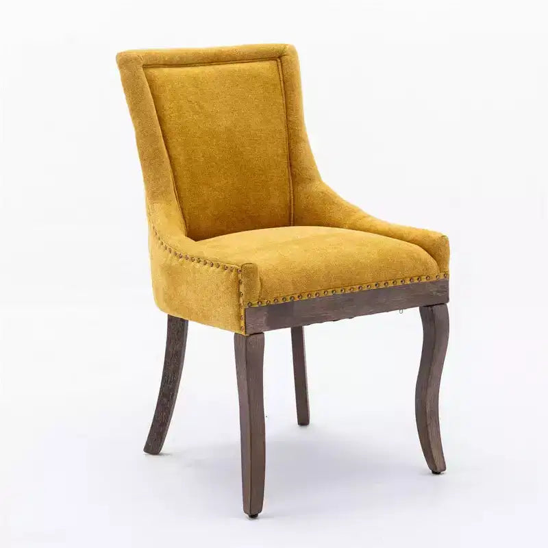 Modern Dining Chairs Set of 2, Fabric Side Dining Room Chairs with Neutrally Toned Wood Legs, Bronze Nail Head