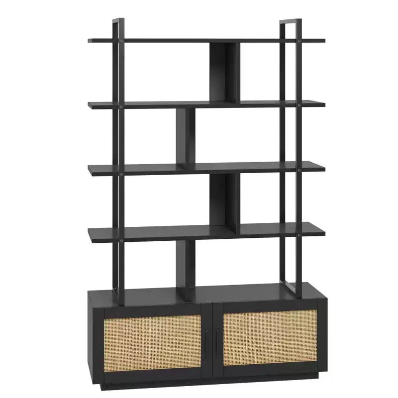 71.1 Inch Tall Industrial Bookcase with Storage Door,Bookshelf,Bookshelves with Open Display Shelves,Bookcase with Metal Frame for Living Room