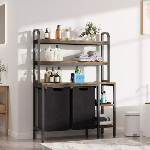 2 Section Laundry Basket,3 Tiers Laundry Sorter with Pull-Out and Removable Bags for Bathroom Bedroom