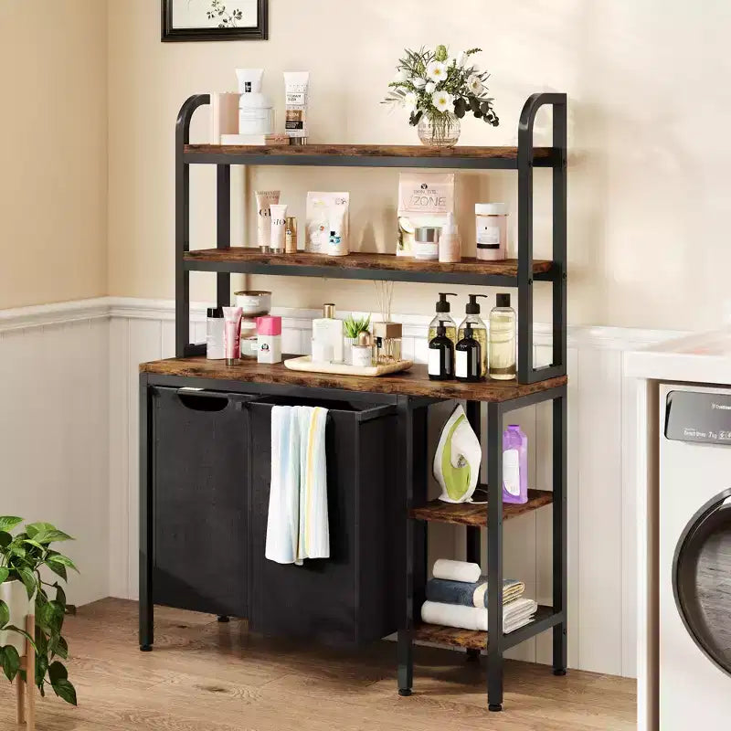 2 Section Laundry Basket,3 Tiers Laundry Sorter with Pull-Out and Removable Bags for Bathroom Bedroom
