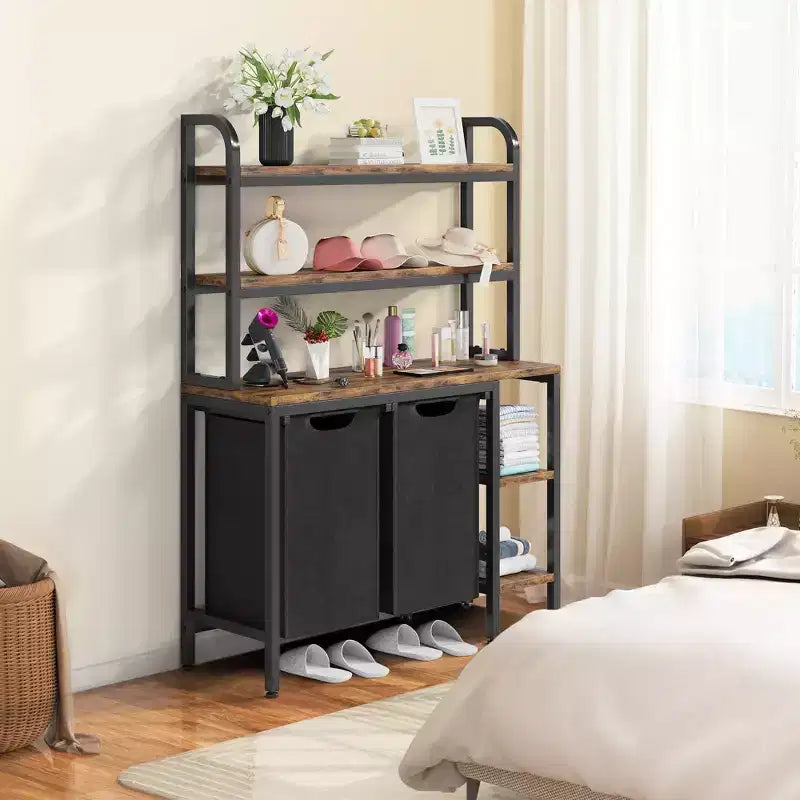 2 Section Laundry Basket,3 Tiers Laundry Sorter with Pull-Out and Removable Bags for Bathroom Bedroom