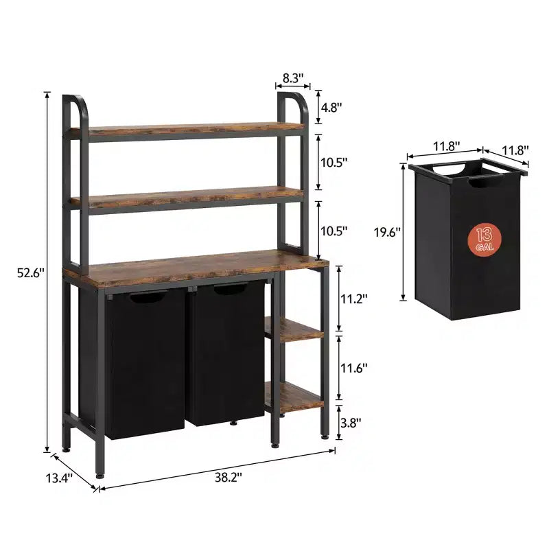 2 Section Laundry Basket,3 Tiers Laundry Sorter with Pull-Out and Removable Bags for Bathroom Bedroom