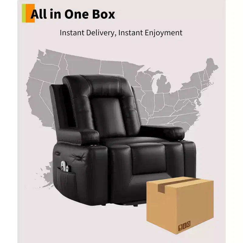 Oversized Power Lift Recliner Chair with Heat & Massage, PU Leather Electric Lift Chair for Elderly & Mobility Impaired, Adjustable Backrest & Leg