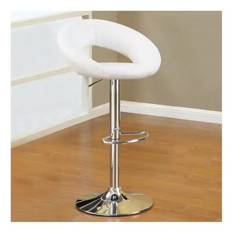 Height Adjustable 35 Faux Leather Barstool Set in White (Set of 2)