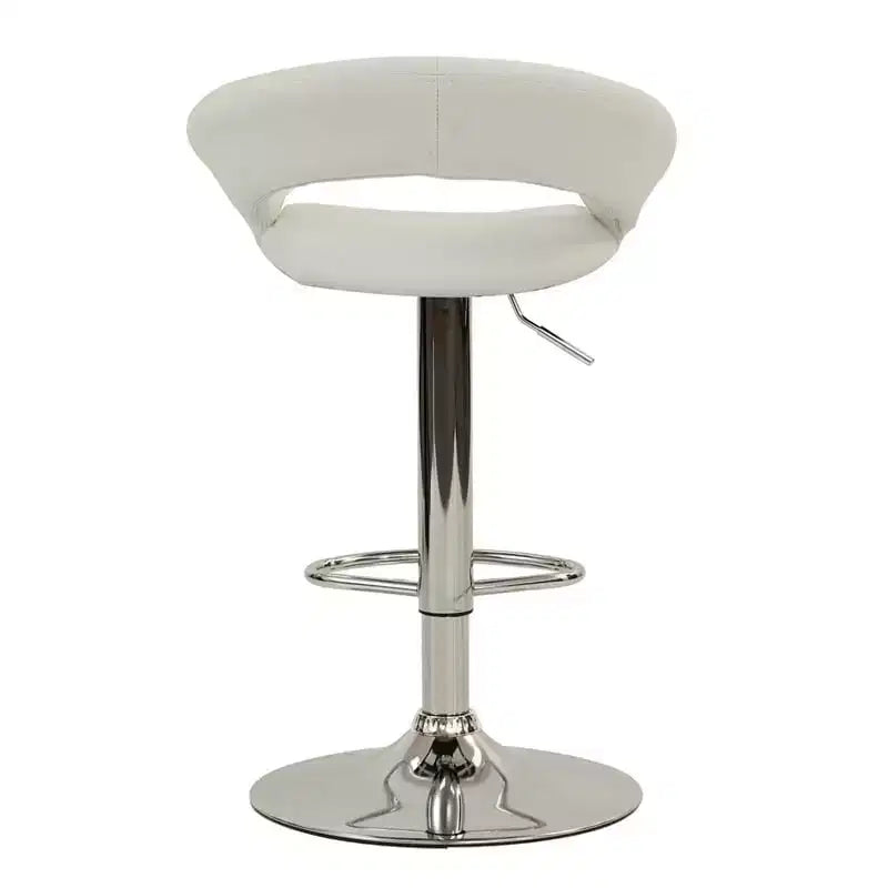 Height Adjustable 35 Faux Leather Barstool Set in White (Set of 2)