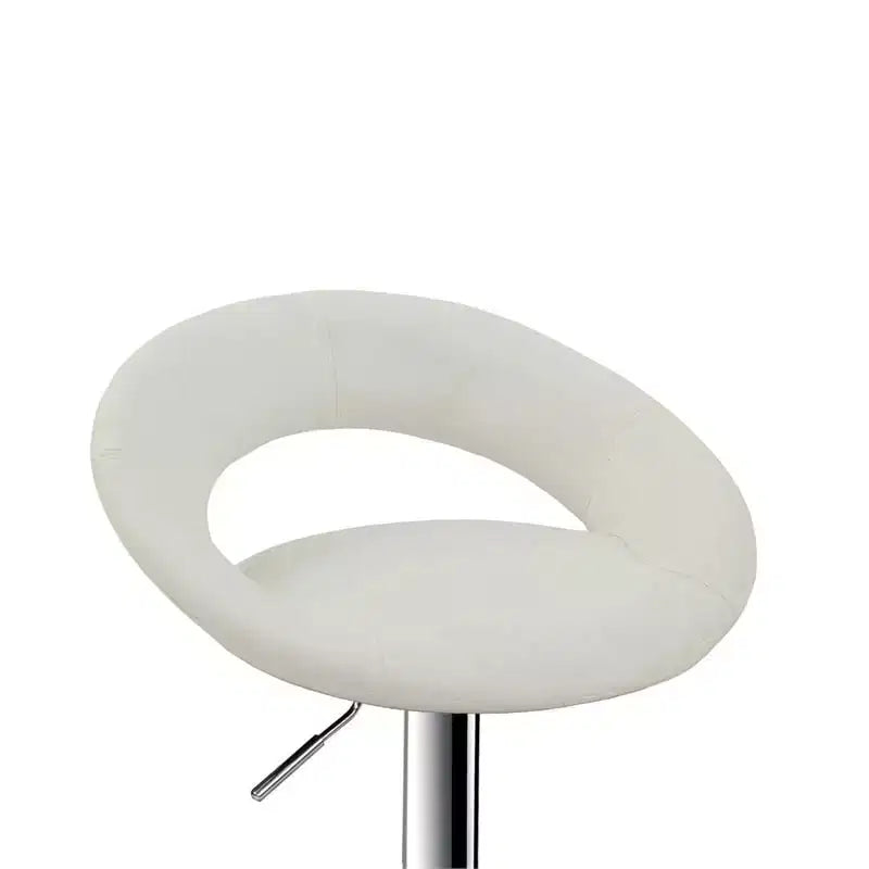Height Adjustable 35 Faux Leather Barstool Set in White (Set of 2)