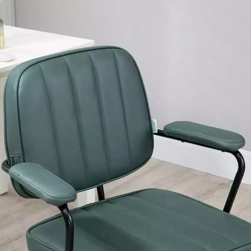 Adjustable PU Office Chair with Armrests and 360 Swivel Rolling Base, Green