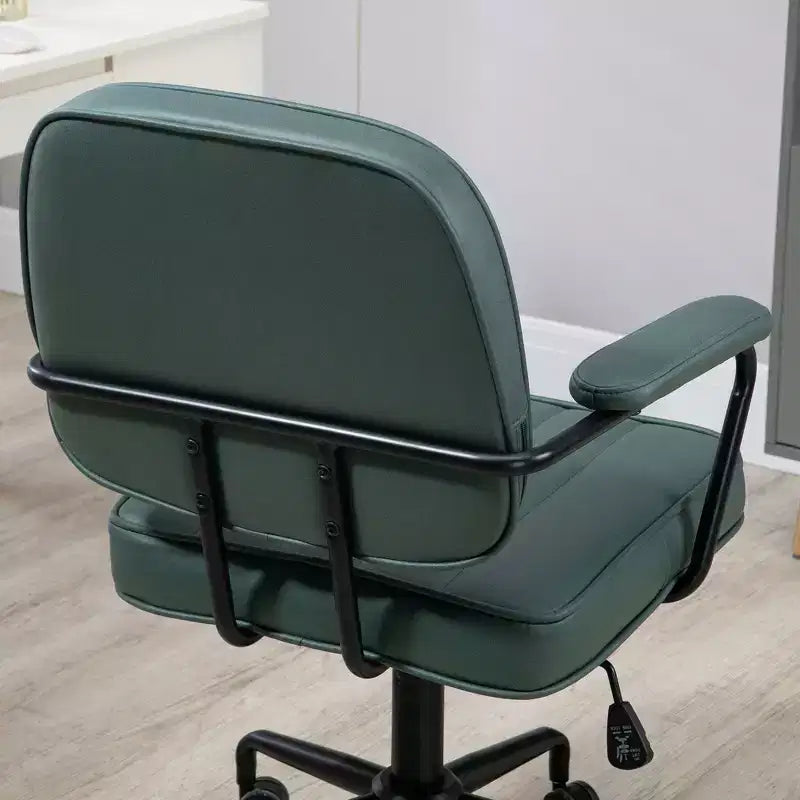 Adjustable PU Office Chair with Armrests and 360 Swivel Rolling Base, Green