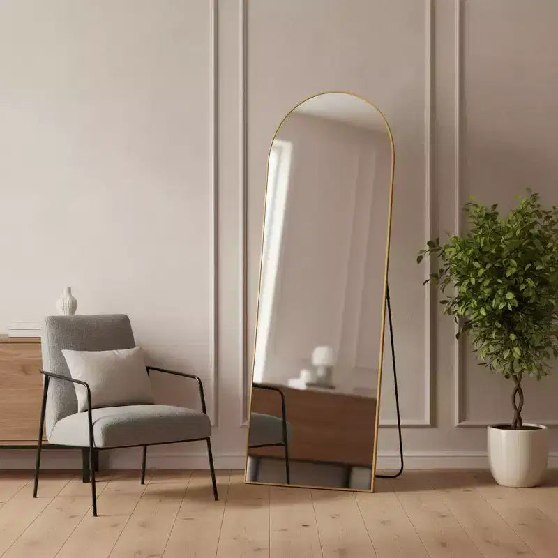 69 Gold Arch Freestanding Framed Full Length Mirror