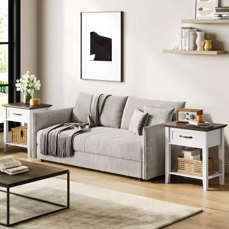 Nightstand, Versatile Beside End Table for Bedroom,Wood Bedside Table With 1 Drawer and Open Storage Shelf, Office, Sofa, Couch, Small Spaces
