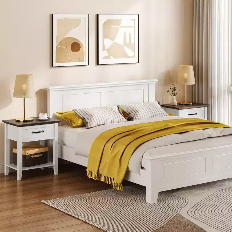 Nightstand, Versatile Beside End Table for Bedroom,Wood Bedside Table With 1 Drawer and Open Storage Shelf, Office, Sofa, Couch, Small Spaces