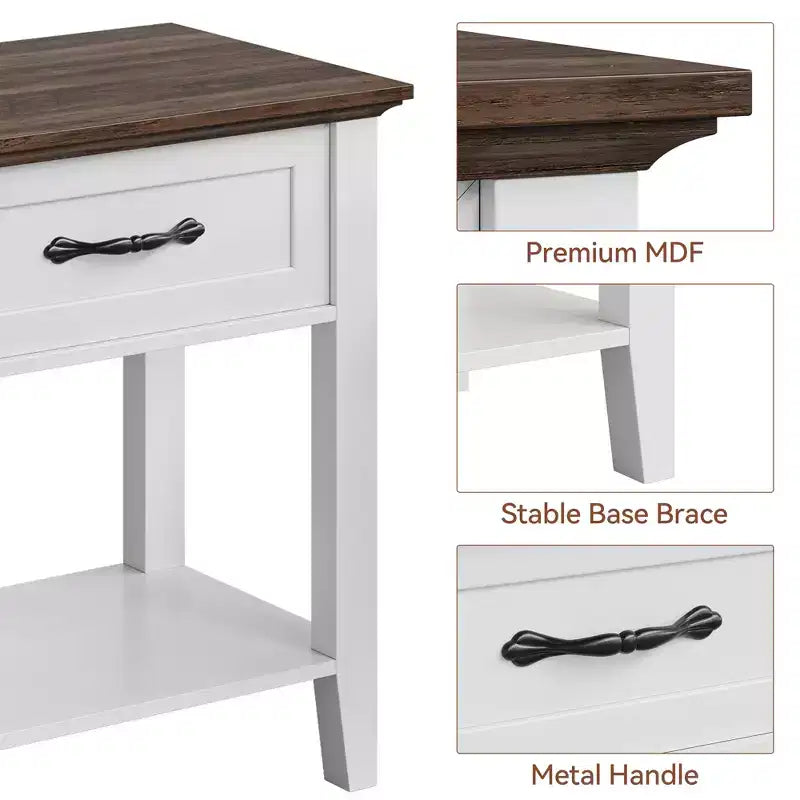 Nightstand, Versatile Beside End Table for Bedroom,Wood Bedside Table With 1 Drawer and Open Storage Shelf, Office, Sofa, Couch, Small Spaces