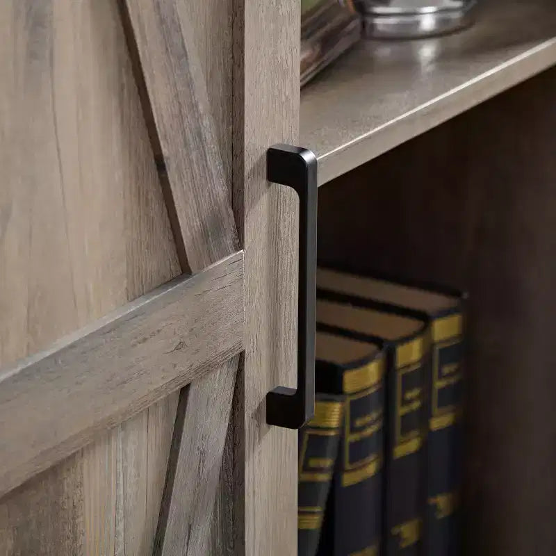 Free Standing Storage Cabinet for Dining Room, Buffet Cabinet with Barn Doors, Open and Hidden Shelves, Quality Hardware, Wine Bar Cabinet