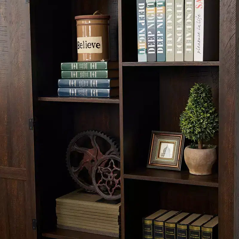 Free Standing Storage Cabinet for Dining Room, Buffet Cabinet with Barn Doors, Open and Hidden Shelves, Quality Hardware, Wine Bar Cabinet