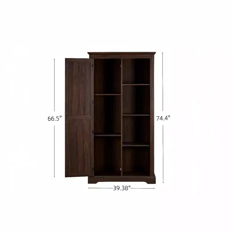 Free Standing Storage Cabinet for Dining Room, Buffet Cabinet with Barn Doors, Open and Hidden Shelves, Quality Hardware, Wine Bar Cabinet