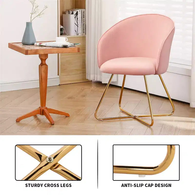 Velvet Vanity Chair with Back, Modern Accent Chair for Vanity, Upholstered Makeup Stoolfor Bedroom, Living Room, Dressing Room