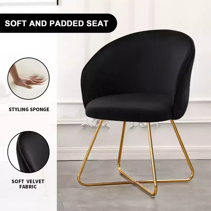 Velvet Vanity Chair with Back, Modern Accent Chair for Vanity, Upholstered Makeup Stoolfor Bedroom, Living Room, Dressing Room